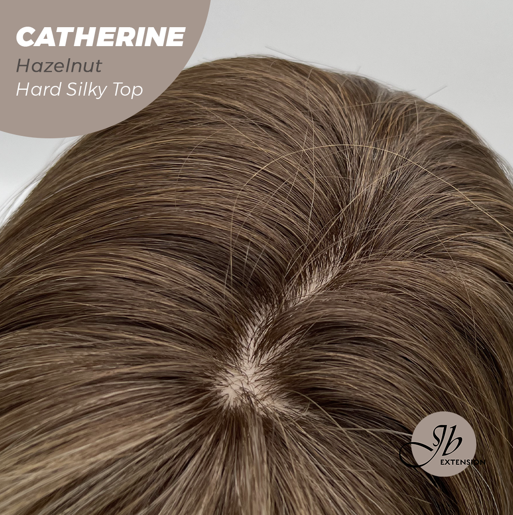 HOT OF SEASON - 25 Inches Scalpiana Hazelnut 3.5X4 Hard Silky Top Natural Scalp Effect Wig With Bangs CATHERINE HAZELNUT