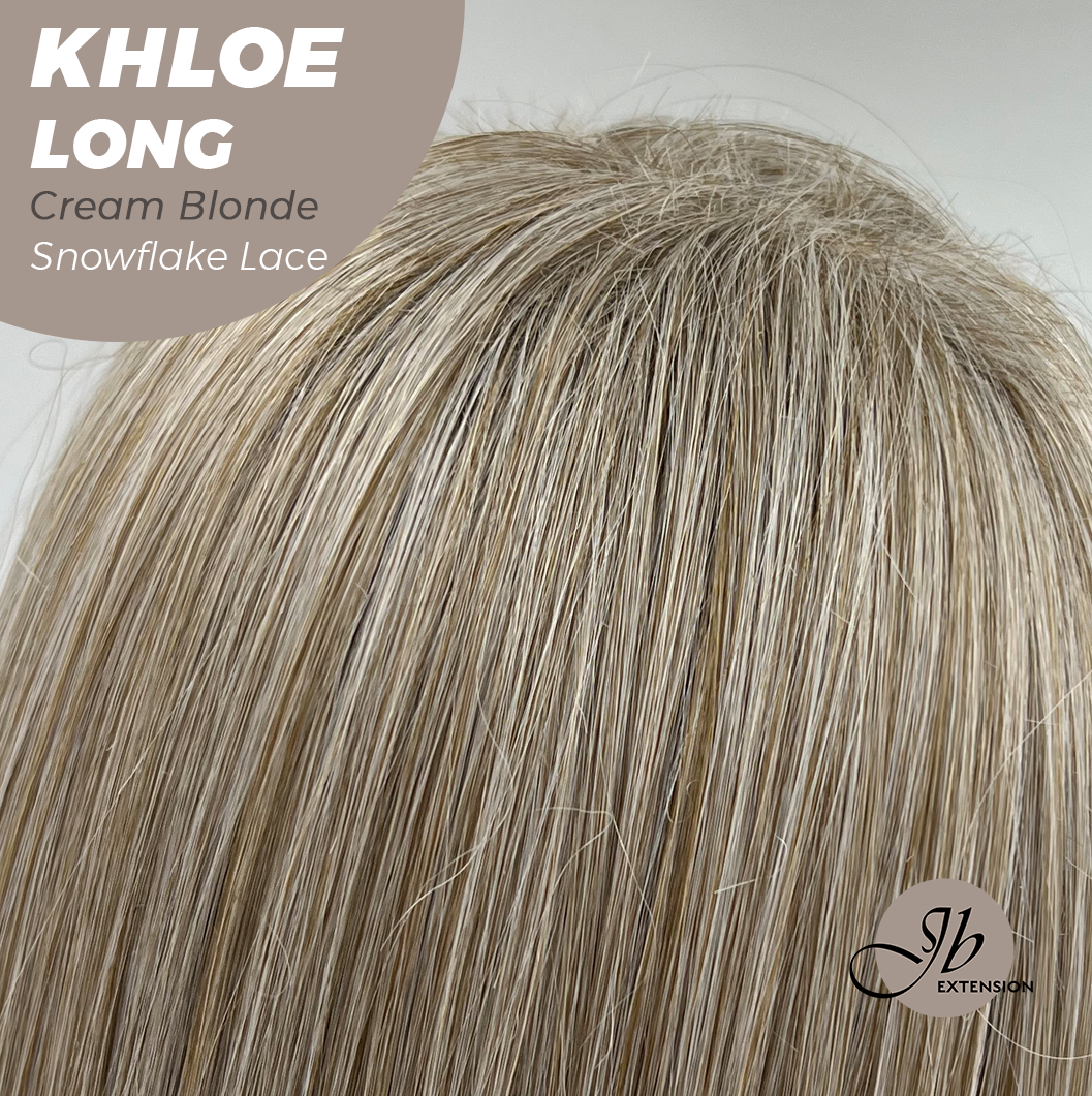[FINAL SALE] JBEXTENSION 18 Inches Cream Blonde Pre-Cut Snowflake Lace Frontlace Glueless Wig KHLOE LONG CREAM BLONDE【PERMATEASE】【BENDY EAR TABS】