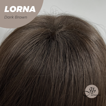[FINAL SALE] HOT OF SEASON -18 Inches Dark Brown Curly Women Fashion Full Machine Wig With Bangs LORNA DARK BROWN【PLUS PERMATEASE】【BENDY EAR TABS】