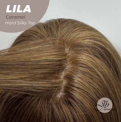 JBEXTENSION 20 Inches Scalpiana Brown with Highlight Wolf Cut 3.5X4 Hard Silky Top Natural Scalp Effect Wig With Bangs LILA CARAMEL