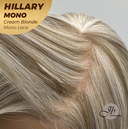 JBEXTENSION HILLARY MONO CREAM BLONDE Monofilament Handmade Wig 6X5 Full Monofilament Hand Tied Top Wig 16 Inches Cream Blonde Straight Mono Lace Wig With Anti-slip Silicone Strips Glueless Wig HILLARY MONO CREAM BLONDE【BENDY EAR TABS】