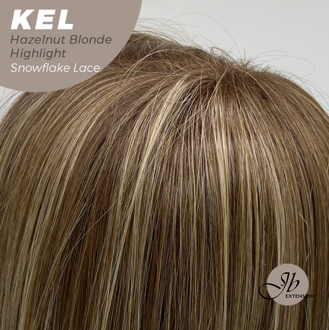 JBEXTENSION 22 Inches Hazelnut Blonde Highlight Pre-Cut Snowflake Lace Frontlace Glueless Wig KEL HAZELNUT【PERMATEASE】【BENDY EAR TABS】- M/L
