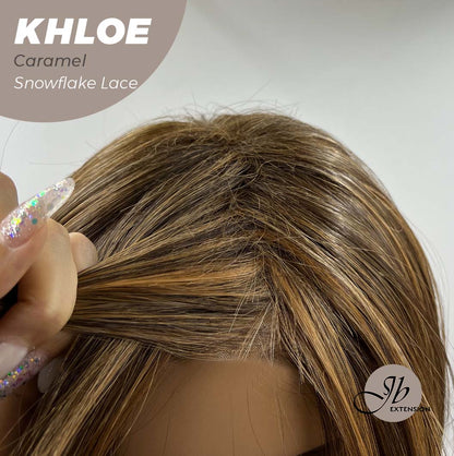 JBEXTENSION 12 Inches Bob Cut Caramel Pre-Cut Snowflake Lace Frontlace Glueless Wig KHLOE LACE【PERMATEASE】【BENDY EAR TABS】- M/L