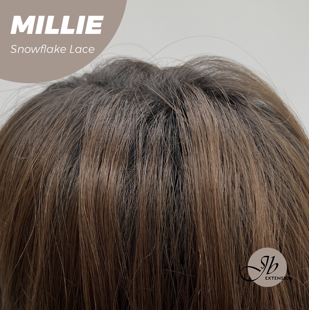 [FINAL SALE] JBEXTENSION 16 Inches Mocha Pre-Cut Snowflake Lace Frontlace Glueless Wig MILLIE SNOWFLAKE【PERMATEASE】【BENDY EAR TABS】- M/L