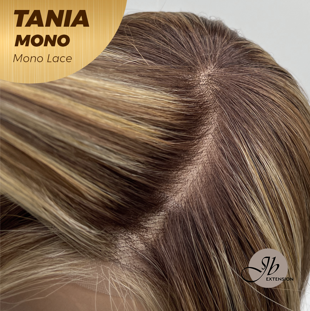 JBEXTENSION TANIA MONO Monofilament Handmade Wig 6X5 Full Monofilament Hand Tied Top Wig 18 Inches Butter Cream Mono Lace Wig With Anti-slip Silicone Strips Glueless Wig TANIA MONO【BENDY EAR TABS】