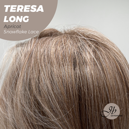 JBEXTENSION 22 Inches Long Apricot Pre-Cut Snowflake Lace Frontlace Glueless Wig TERESA LONG APRICOT【PERMATEASE】【BENDY EAR TABS】- S/M