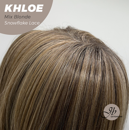 JBEXTENSION 12 Inches Bob Cut Mix Blonde Pre-Cut Snowflake Lace Frontlace Glueless Wig KHLOE MIX BLONDE【PERMATEASE】【BENDY EAR TABS】- M/L