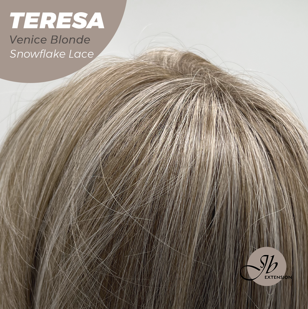 JBEXTENSION 18 Inches Venice Blonde Pre-Cut Snowflake Lace Frontlace Glueless Wig TERESA VENICE BLONDE【PERMATEASE】【BENDY EAR TABS】- M/L