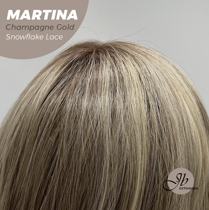 JBEXTENSION 17 Inches Wave Champagne Gold Pre-Cut Side Part Snowflake Lace Frontlace Glueless Wig MARTINA CHAMPAGNE GOLD【BENDY EAR TABS】