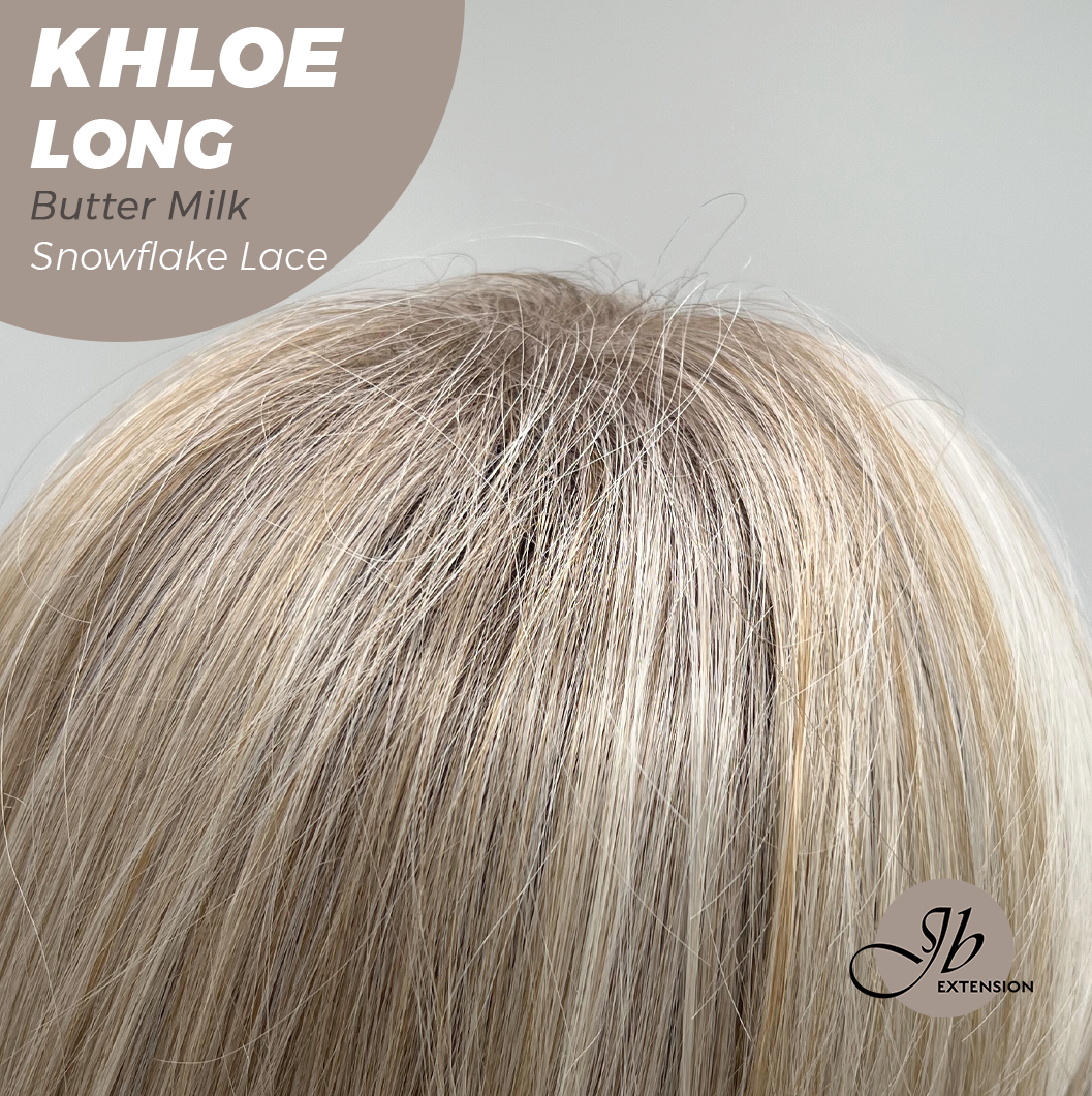 JBEXTENSION 18 Inches Butter Milk Pre-Cut Snowflake Lace Frontlace Glueless Wig KHLOE LONG BUTTER MILK【PERMATEASE】【BENDY EAR TABS】- S/M