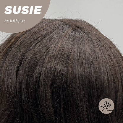JBEXTENSION 16 Inches Dark Brown Women Pre-Cut Frontlace Glueless Wig SUSIE