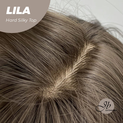 JBEXTENSION 20 Inches Scalpiana Cold Brown Wolf Cut 3.5X4 Hard Silky Top Natural Scalp Effect Wig With Bangs LILA