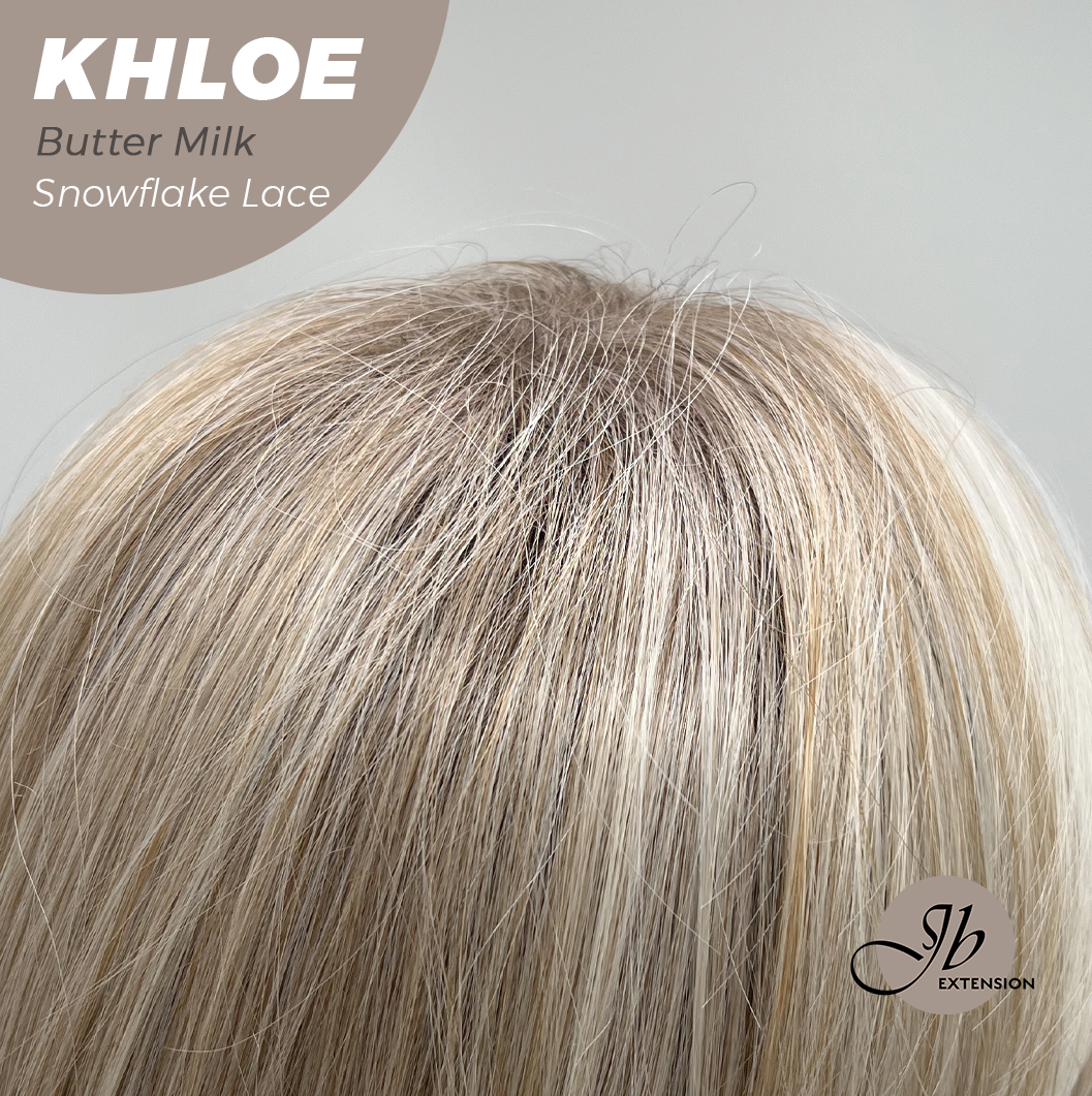 JBEXTENSION 12 Inches Bob Cut Butter Milk Pre-Cut Snowflake Lace Frontlace Glueless Wig KHLOE BUTTER MILK【PERMATEASE】【BENDY EAR TABS】- S/M