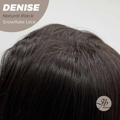[FINAL SALE] JBEXTENSION 24 Inches Natural Black Wave Pre-Cut Snowflake Lace Frontlace Glueless Wig DENISE NATURAL BLACK【PERMATEASE】【BENDY EAR TABS】- S/M