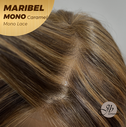 HOT OF SEASON - 16 Inches Caramel Wave Monofilament Handmade Wig 6X5 Full Monofilament Hand Tied Top Wig Lace Wig With Anti-slip Silicone Strips Glueless Wig MARIBEL MONO CARAMEL【BENDY EAR TABS】