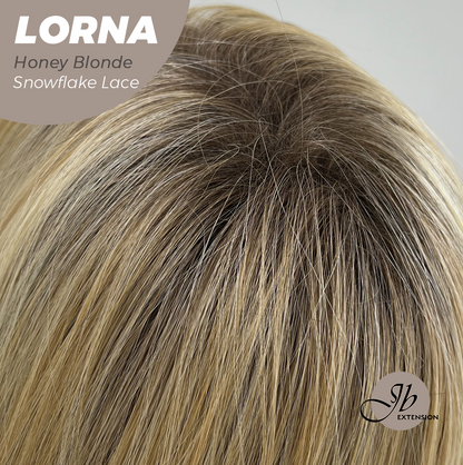 [FINAL SALE] JBEXTENSION 18 Inches Honey Blonde Curly Pre-Cut Snowflake Lace Frontlace Glueless Wig LORNA SNOWFLAKE HONEY BLONDE【PERMATEASE】【BENDY EAR TABS】
