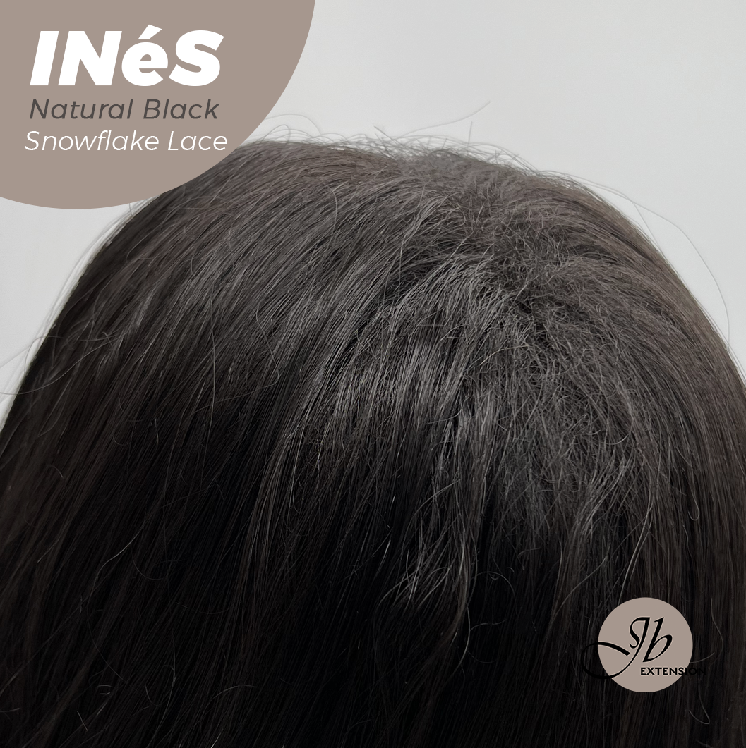 JBEXTENSION 22 Inches Natural Black Pre-Cut Snowflake Lace Frontlace Glueless Wig INéS NATURAL BLACK【PERMATEASE】【BENDY EAR TABS】- M/L