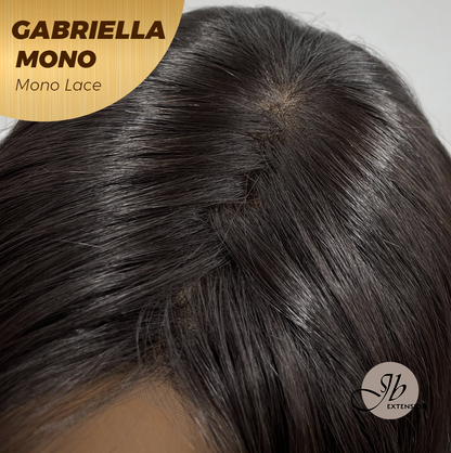 JBEXTENSION GABRIELLA MONO Monofilament Handmade Wig 6X5 Full Monofilament Hand Tied Top Wig 20 Inches Black Wave Mono Lace Wig With Anti-slip Silicone Strips Glueless Wig GABRIELLA MONO【BENDY EAR TABS】