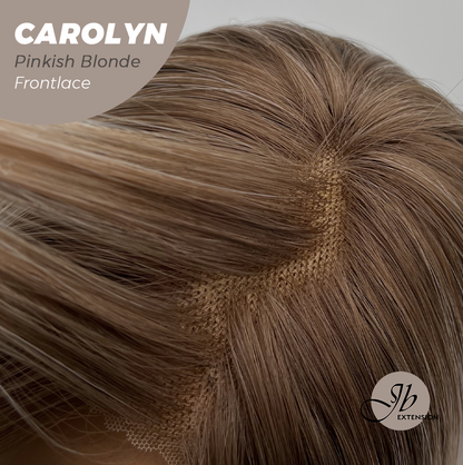 JBEXTENSION 26 Inches Straight Pinkish Blonde Highlight Pre-Cut Frontlace Glueless Wig CAROLYN