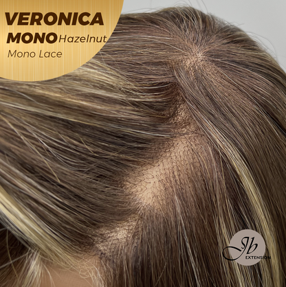 JBEXTENSION VERONICA MONO HAZELNUT Monofilament Handmade Wig 6X5 Full Monofilament Hand Tied Top Wig 12 Inches Hazelnut Wave Mono Lace Wig With Anti-slip Silicone Strips Glueless Wig VERONICA MONO HAZELNUT【BENDY EAR TABS】