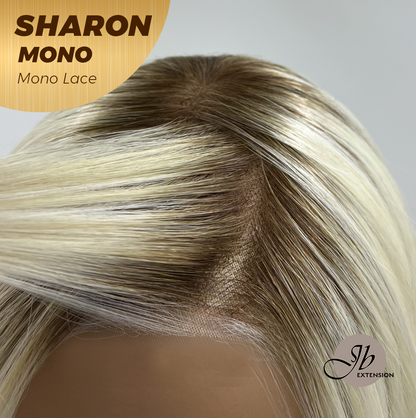 [FINAL SALE] JBEXTENSION SHARON MONO Monofilament Handmade Wig 6X5 Full Monofilament Hand Tied Top Wig 20 Inches Platinum Blonde With Dark Root Wave Mono Lace Wig With Anti-slip Silicone Strips Glueless Wig SHARON MONO【BENDY EAR TABS】