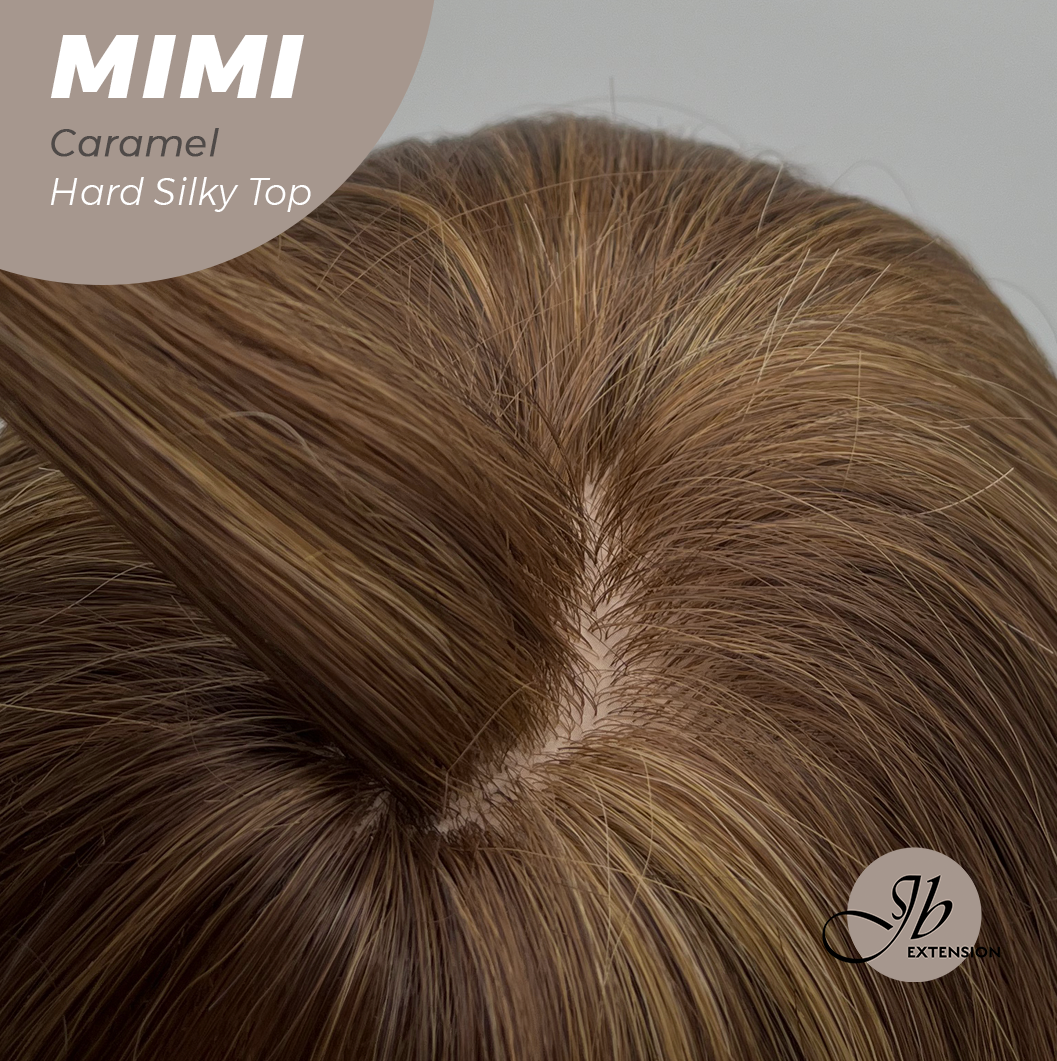 HOT OF SEASON - 16 Inches Scalpiana 3.5X4 Hard Silky Top Natural Scalp Effect Caramel Body Wave Wig with Bangs Wig MIMI SILK TOP - CARAMEL