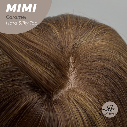 HOT OF SEASON - 16 Inches Scalpiana 3.5X4 Hard Silky Top Natural Scalp Effect Caramel Body Wave Wig with Bangs Wig MIMI SILK TOP - CARAMEL