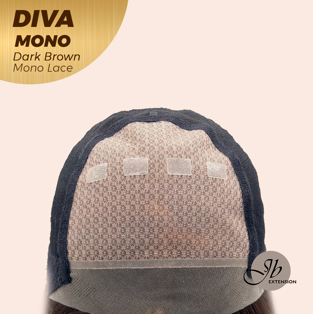 [PRE-ORDER] JBEXTENSION DIVA MONO Full Monofilament Handmade Full Lace Full Hand Tied Wig 24 Inches Long Curly Dark Brown Mono Lace Handmade Futura Fiber Wig with Anti-slip Silicone Strips Glueless Wig DIVA MONO - DARK BROWN【BENDY EAR TABS】