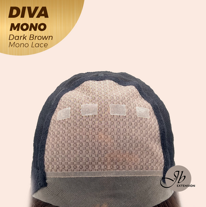 [PRE-ORDER] JBEXTENSION DIVA MONO Full Monofilament Handmade Full Lace Full Hand Tied Wig 24 Inches Long Curly Dark Brown Mono Lace Handmade Futura Fiber Wig with Anti-slip Silicone Strips Glueless Wig DIVA MONO - DARK BROWN【BENDY EAR TABS】