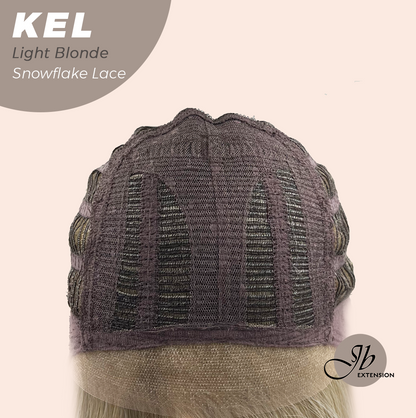 JBEXTENSION 22 Inches Light Blonde Pre-Cut Snowflake Lace Frontlace Glueless Wig KEL LIGHT BLONDE【PERMATEASE】【BENDY EAR TABS】- M/L