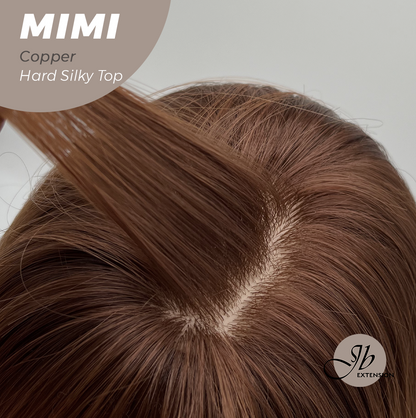 JBEXTENSION 16 Inches Scalpiana 3.5X4 Hard Silky Top Natural Scalp Effect Copper Body Wave Wig with Bangs Wig MIMI SILK TOP - COPPER