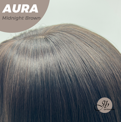 JBEXTENSION 26 Inches Long Midnight Brown(Black/Brown) Wig with Bangs AURA MIDNIGHT BROWN