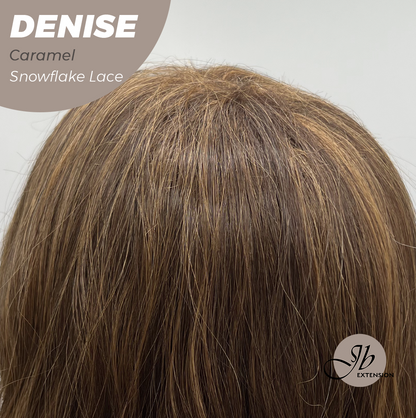 JBEXTENSION 24 Inches Caramel Wave Pre-Cut Snowflake Lace Frontlace Glueless Wig DENISE CARAMEL【PERMATEASE】【BENDY EAR TABS】- M/L