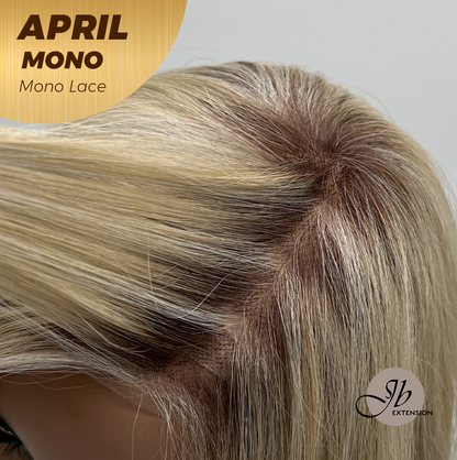 JBEXTENSION APRIL MONO Monofilament Handmade Wig 6X5 Full Monofilament Hand Tied Top Wig 18 Inches Mix Blonde Mono Lace Wig With Anti-slip Silicone Strips Glueless Wig APRIL MONO MIX BLONDE【BENDY EAR TABS】