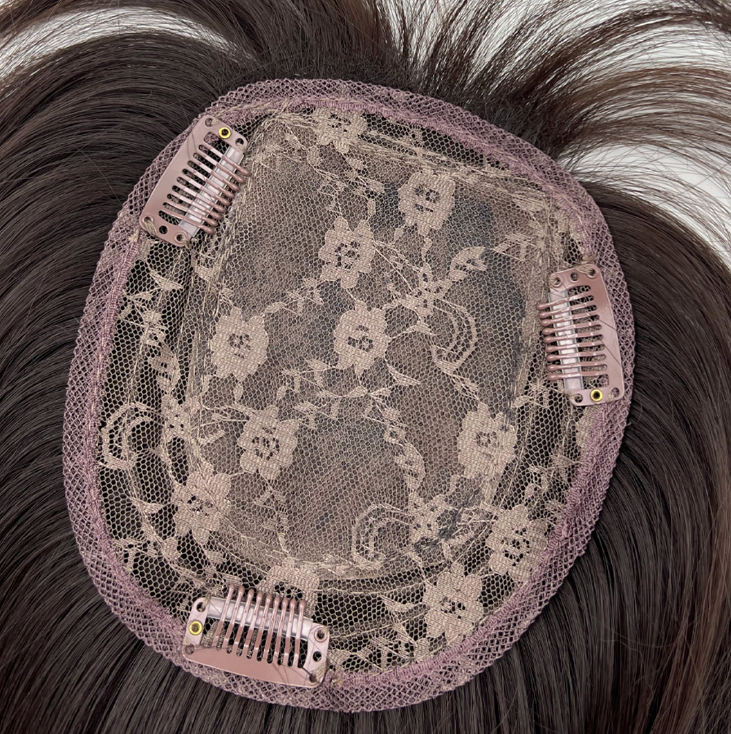 JBEXTENSION 16 Inches Scalpiana Hard Silky Topper Clip in Synthetic Fiber Wave Topper Hair Piece Hair with Bangs for Women Clip in Top Crown Hair Clip on Toupee Hairpiece for Slight Hair Loss/Thinning Hair