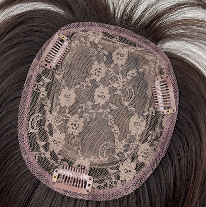 JBEXTENSION 16 Inches Scalpiana Hard Silky Topper Clip in Synthetic Fiber Wave Topper Hair Piece Hair with Bangs for Women Clip in Top Crown Hair Clip on Toupee Hairpiece for Slight Hair Loss/Thinning Hair