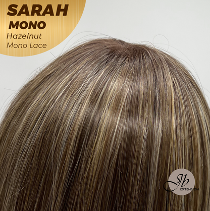 JBEXTENSION SARAH MONO Full Monofilament Wig 22 Inches Hazelnut Color Full Mono Lace Glueless With Anti-slip Silicone Strips Wig SARAH MONO HAZELNUT【BENDY EAR TABS】