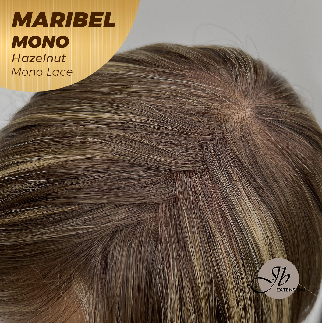 JBEXTENSION MARIBEL MONO HAZELNUT Monofilament Handmade Wig 6X5 Full Monofilament Hand Tied Top Wig 16 Inches Hazelnut Wave Mono Lace Wig With Anti-slip Silicone Strips Glueless Wig MARIBEL MONO HAZELNUT【BENDY EAR TABS】