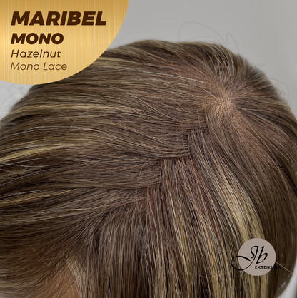 JBEXTENSION MARIBEL MONO HAZELNUT Monofilament Handmade Wig 6X5 Full Monofilament Hand Tied Top Wig 16 Inches Hazelnut Wave Mono Lace Wig With Anti-slip Silicone Strips Glueless Wig MARIBEL MONO HAZELNUT【BENDY EAR TABS】