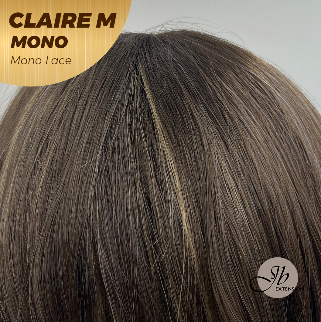 JBEXTENSION CLAIRE MONO Partial Monofilament Wig 22 Inches Brown with Highlight Partial Mono Lace Glueless Wig CLAIRE MONO【BENDY EAR TABS】