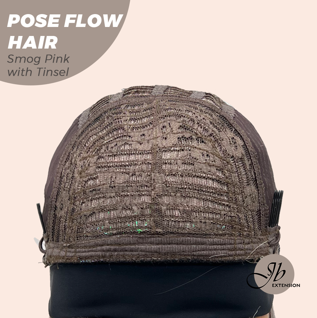 JBEXTENSION 18 Inches Smog Pink with Tinsel Headband Wig POSE FLOW HAIR - SMOG PINK WITH TINSEL