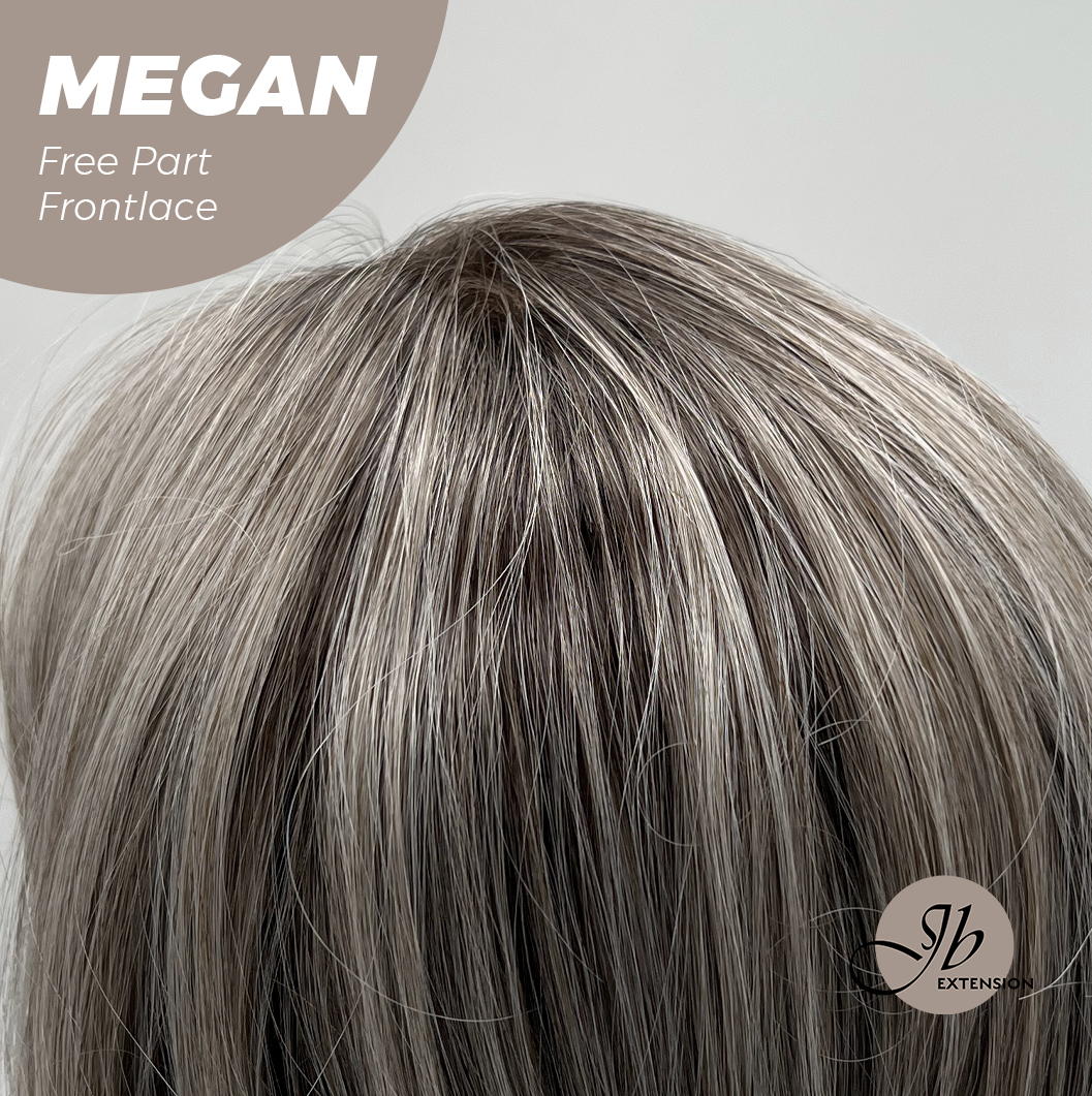JBEXTENSION 20 Inches Mix Grey Curly Fiber X, Tangle Less Pre-Cut Free Part Frontlace Glueless Wig MEGAN【FIBER X】