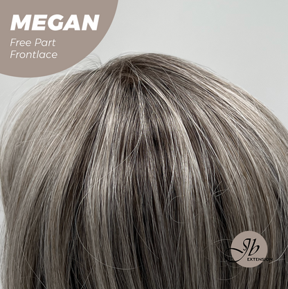 JBEXTENSION 20 Inches Mix Grey Curly Fiber X, Tangle Less Pre-Cut Free Part Frontlace Glueless Wig MEGAN【FIBER X】