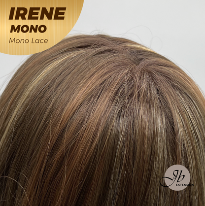 JBEXTENSION IRENE MONO Monofilament Handmade Wig 6X5 Full Monofilament Hand Tied Top Wig 19 Inches Caramel Blonde Highlight Curly Mono Lace Wig With Anti-slip Silicone Strips Glueless Wig IRENE MONO【BENDY EAR TABS】