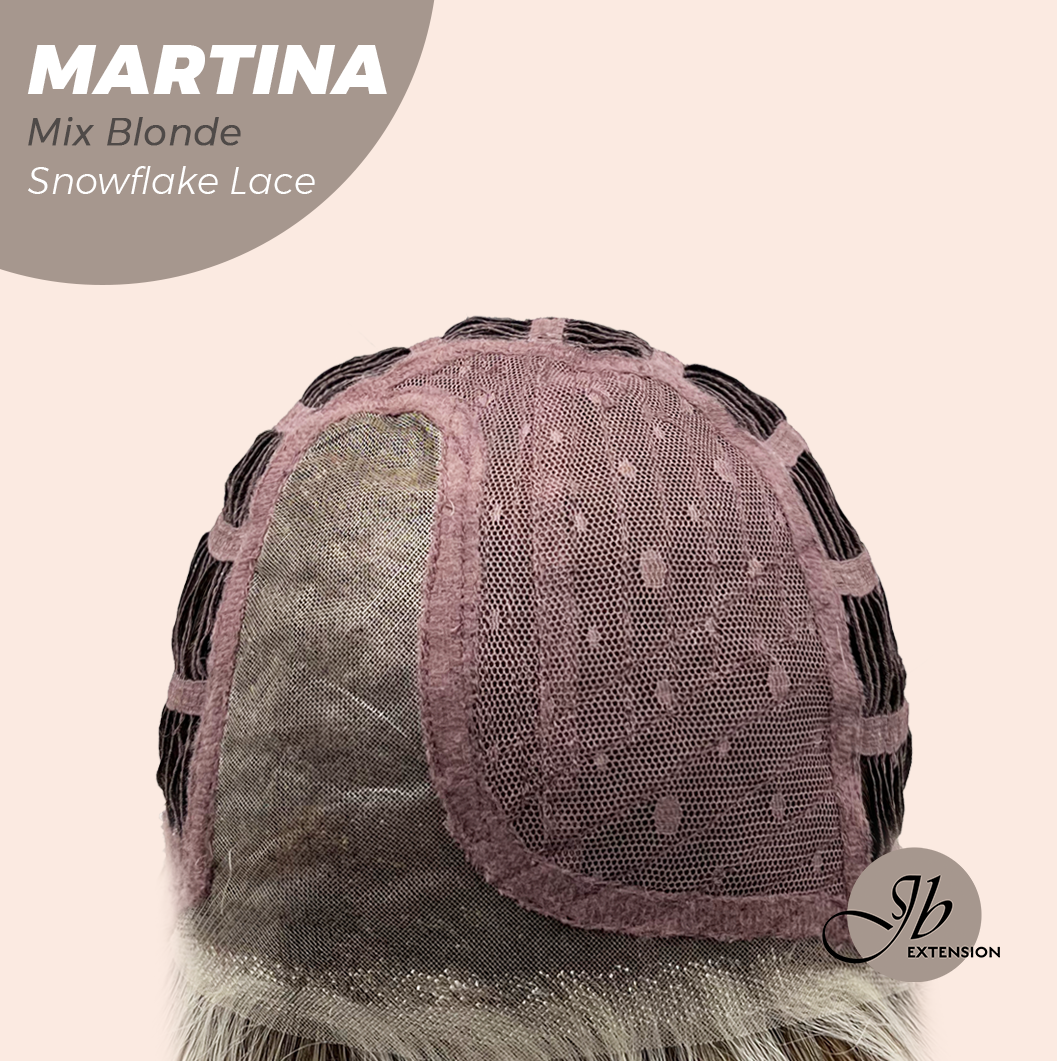 JBEXTENSION 17 Inches Wave Mix Blonde Pre-Cut Side Part Snowflake Lace Frontlace Glueless Wig MARTINA MIX BLONDE【BENDY EAR TABS】