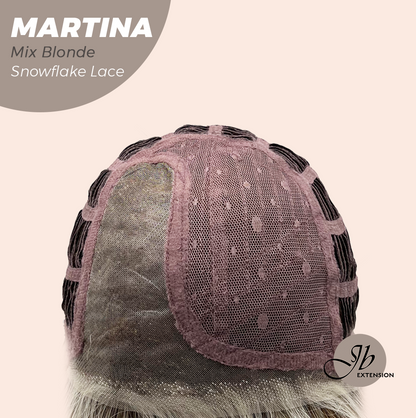 JBEXTENSION 17 Inches Wave Mix Blonde Pre-Cut Side Part Snowflake Lace Frontlace Glueless Wig MARTINA MIX BLONDE【BENDY EAR TABS】