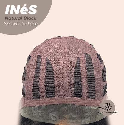 JBEXTENSION 22 Inches Natural Black Pre-Cut Snowflake Lace Frontlace Glueless Wig INéS NATURAL BLACK【PERMATEASE】【BENDY EAR TABS】- M/L