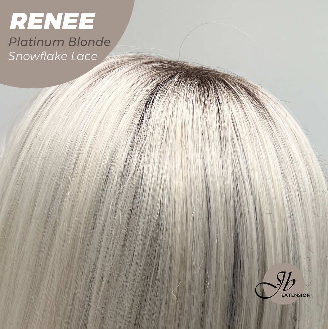 [FINAL SALE] JBEXTENSION 21 Inches Platinum Blonde Pre-Cut Arc Snowflake Lace Frontlace Glueless Wig RENEE PLATINUM BLONDE【BENDY EAR TABS】