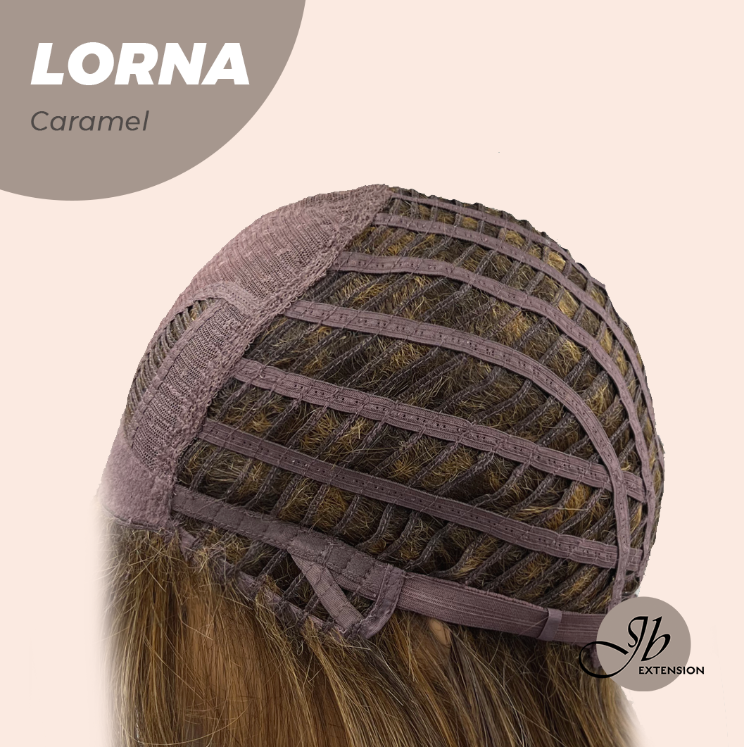 [FINAL SALE] HOT OF SEASON -18 Inches Caramel Curly Women Fashion Full Machine Wig With Bangs LORNA CARAMEL【PLUS PERMATEASE】【BENDY EAR TABS】