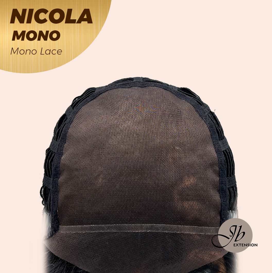 [FINAL SALE] JBEXTENSION NICOLA MONO Monofilament Handmade Wig 6X5 Full Monofilament Hand Tied Top Wig 14 Inches Salt and Pepper Mono Lace Wig Glueless Wig NICOLA MONO【BENDY EAR TABS】